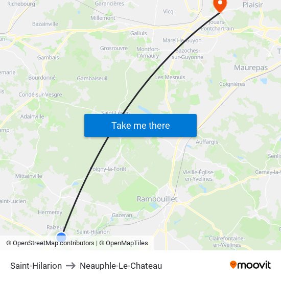 Saint-Hilarion to Neauphle-Le-Chateau map
