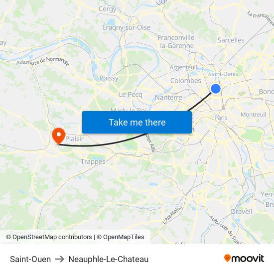 Saint-Ouen to Neauphle-Le-Chateau map