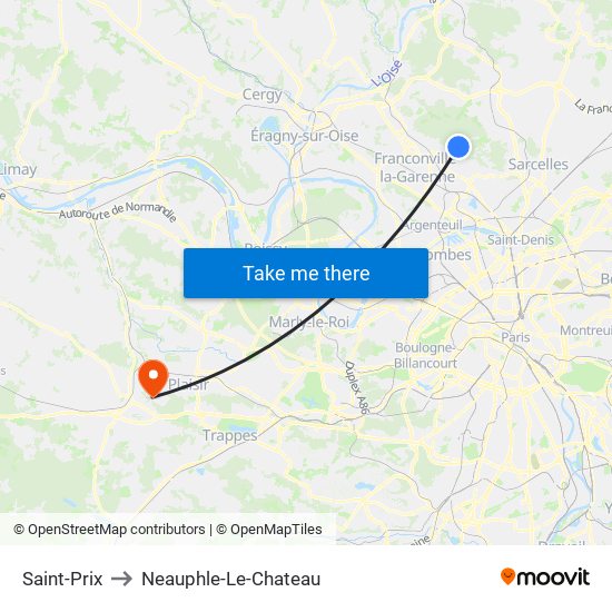 Saint-Prix to Neauphle-Le-Chateau map