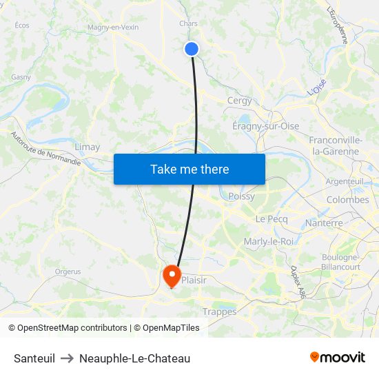 Santeuil to Neauphle-Le-Chateau map