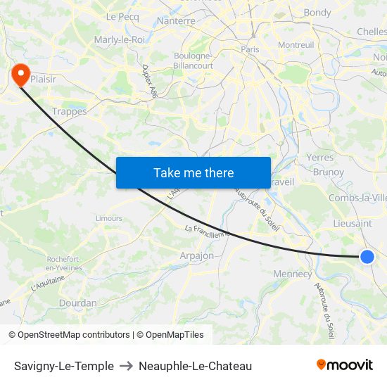 Savigny-Le-Temple to Neauphle-Le-Chateau map