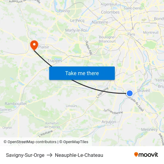 Savigny-Sur-Orge to Neauphle-Le-Chateau map