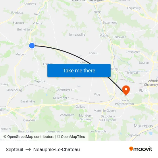 Septeuil to Neauphle-Le-Chateau map