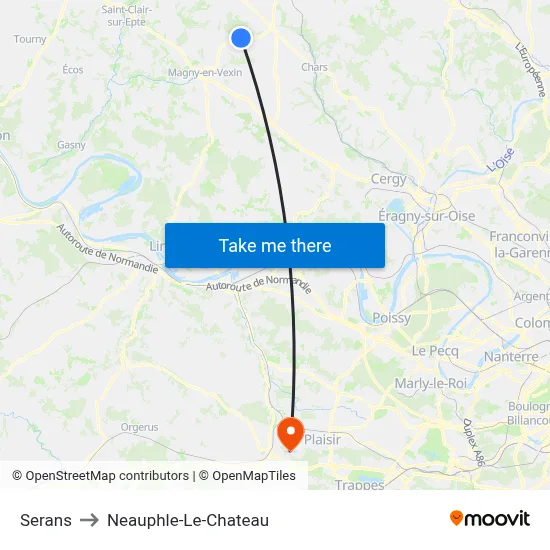Serans to Neauphle-Le-Chateau map