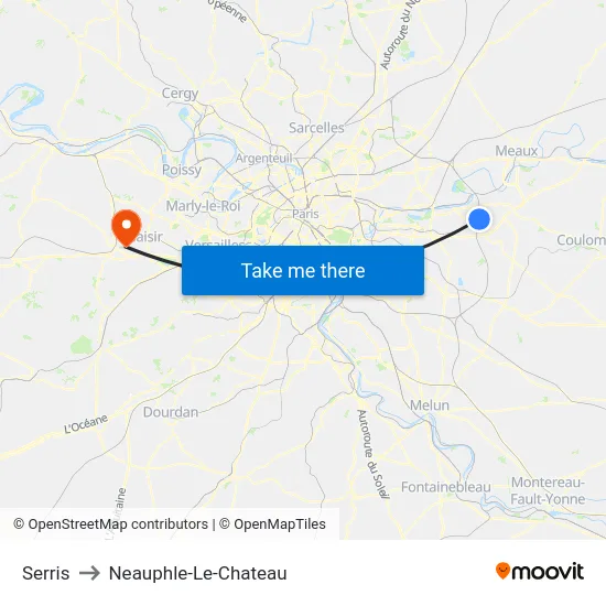 Serris to Neauphle-Le-Chateau map