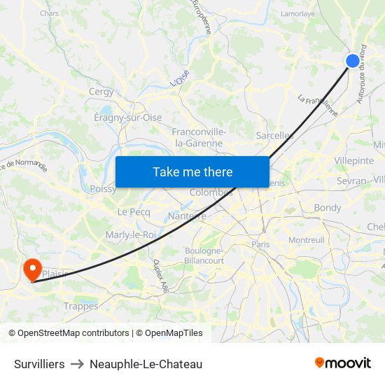 Survilliers to Neauphle-Le-Chateau map