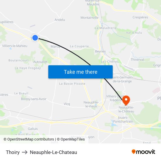 Thoiry to Neauphle-Le-Chateau map