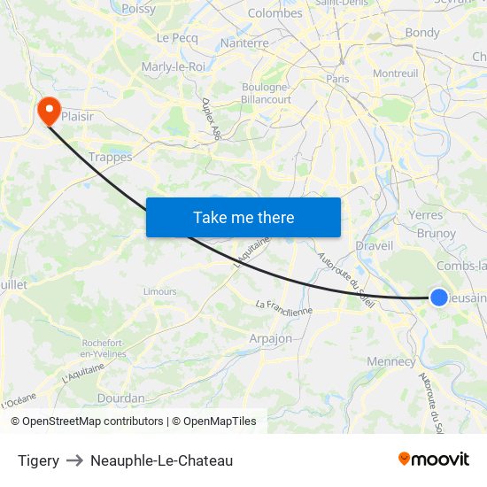 Tigery to Neauphle-Le-Chateau map