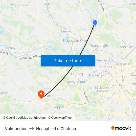 Valmondois to Neauphle-Le-Chateau map