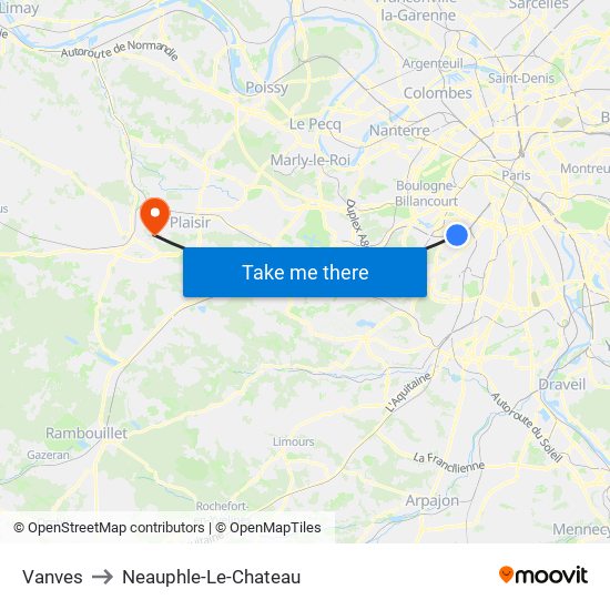 Vanves to Neauphle-Le-Chateau map