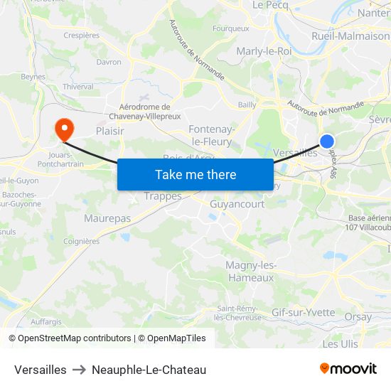 Versailles to Neauphle-Le-Chateau map