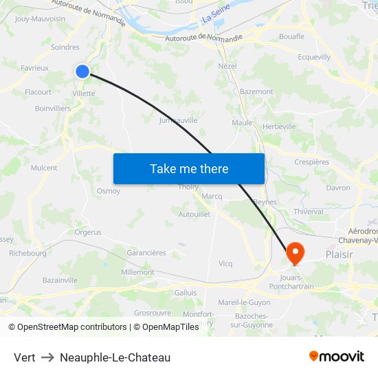 Vert to Neauphle-Le-Chateau map