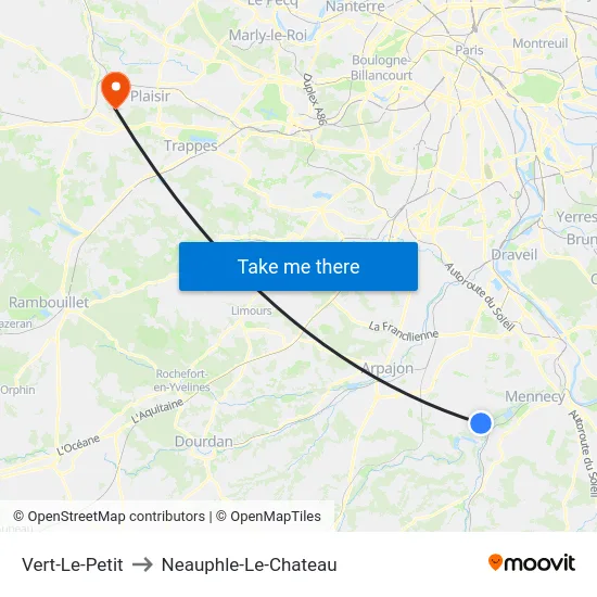Vert-Le-Petit to Neauphle-Le-Chateau map