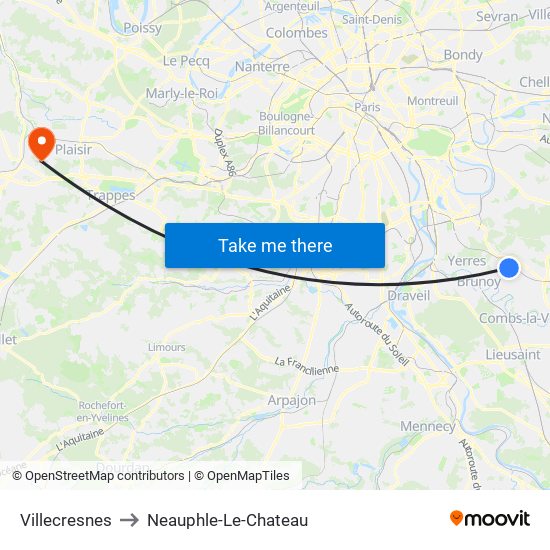 Villecresnes to Neauphle-Le-Chateau map