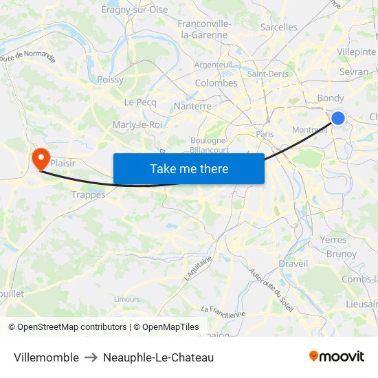 Villemomble to Neauphle-Le-Chateau map