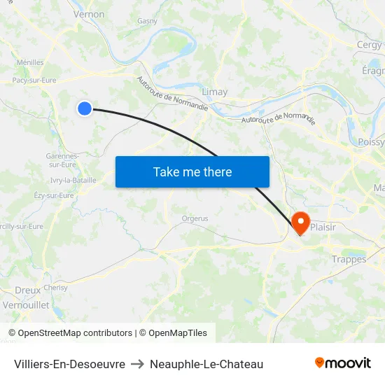 Villiers-En-Desoeuvre to Neauphle-Le-Chateau map