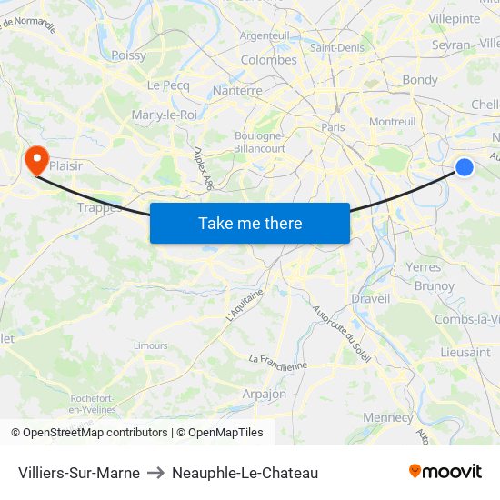 Villiers-Sur-Marne to Neauphle-Le-Chateau map