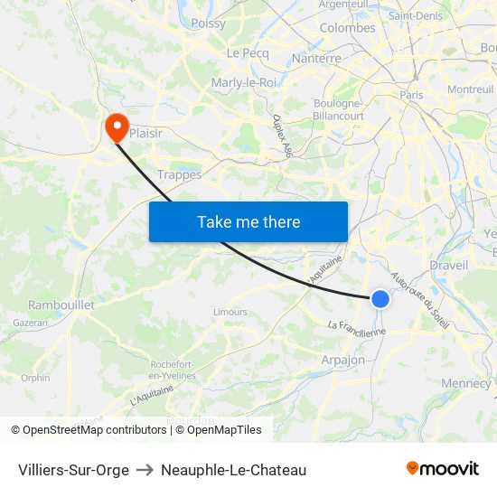 Villiers-Sur-Orge to Neauphle-Le-Chateau map