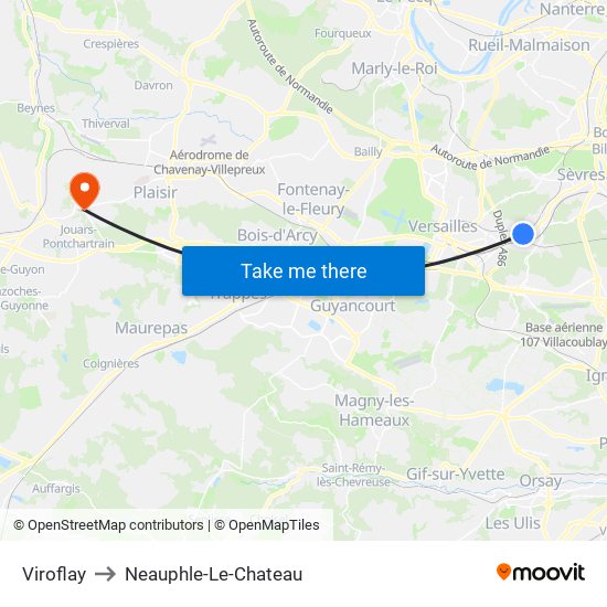 Viroflay to Neauphle-Le-Chateau map