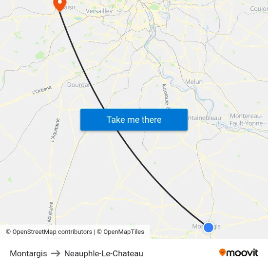 Montargis to Neauphle-Le-Chateau map
