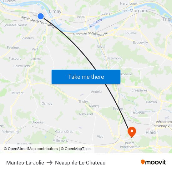 Mantes-La-Jolie to Neauphle-Le-Chateau map