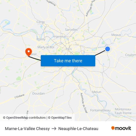 Marne-La-Vallée Chessy to Neauphle-Le-Chateau map