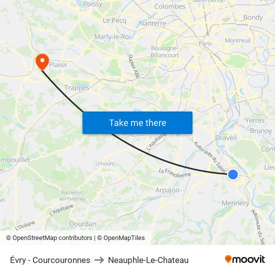 Évry - Courcouronnes to Neauphle-Le-Chateau map