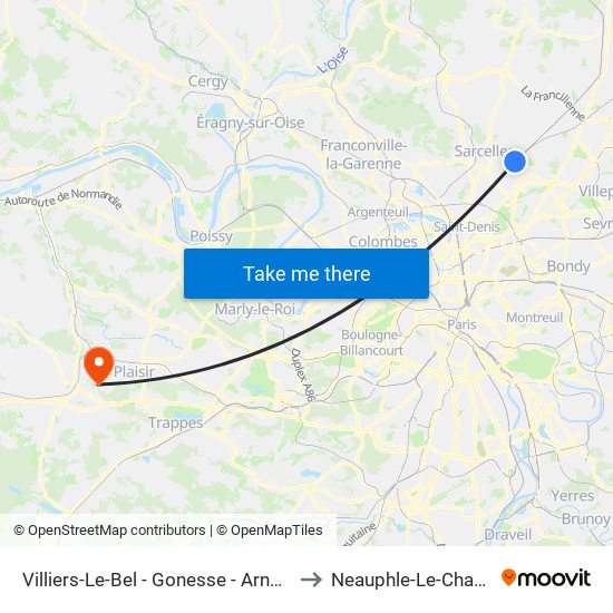 Villiers-Le-Bel - Gonesse - Arnouville to Neauphle-Le-Chateau map
