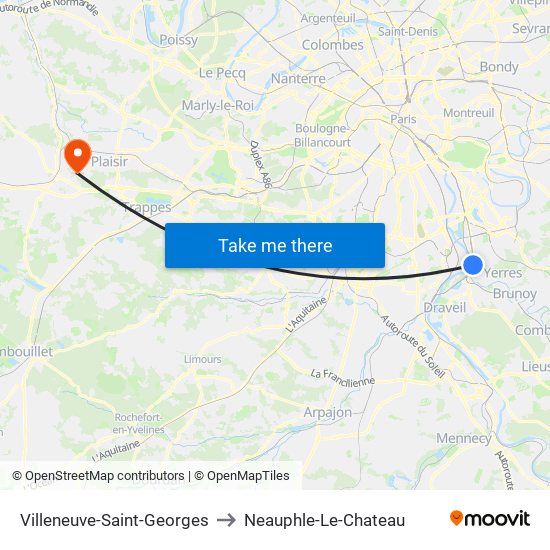 Villeneuve-Saint-Georges to Neauphle-Le-Chateau map