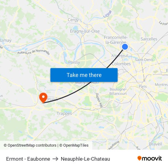 Ermont - Eaubonne to Neauphle-Le-Chateau map
