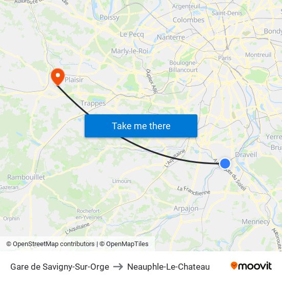 Gare de Savigny-Sur-Orge to Neauphle-Le-Chateau map