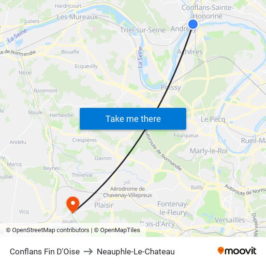 Conflans Fin D'Oise to Neauphle-Le-Chateau map