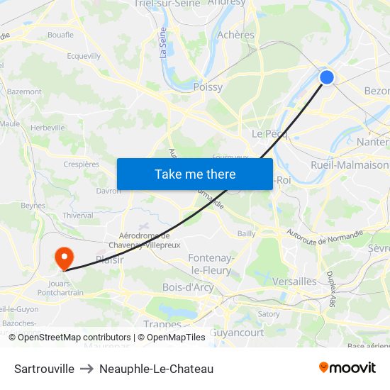 Sartrouville to Neauphle-Le-Chateau map