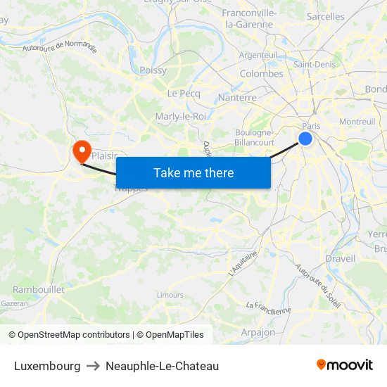 Luxembourg to Neauphle-Le-Chateau map