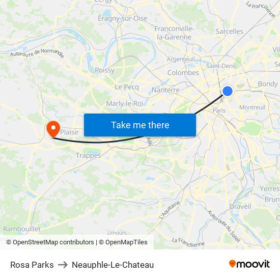 Rosa Parks to Neauphle-Le-Chateau map