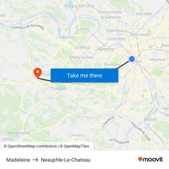 Madeleine to Neauphle-Le-Chateau map