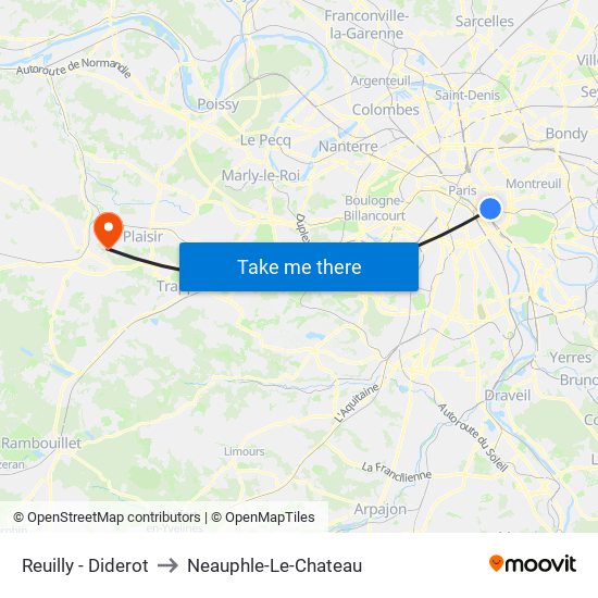 Reuilly - Diderot to Neauphle-Le-Chateau map