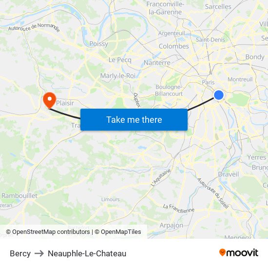 Bercy to Neauphle-Le-Chateau map