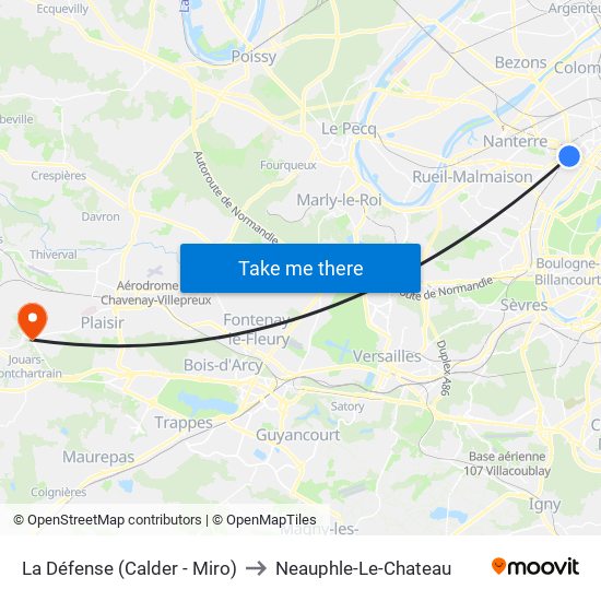 La Défense (Calder - Miro) to Neauphle-Le-Chateau map