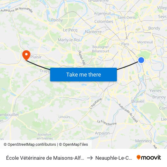 École Vétérinaire de Maisons-Alfort - Métro to Neauphle-Le-Chateau map