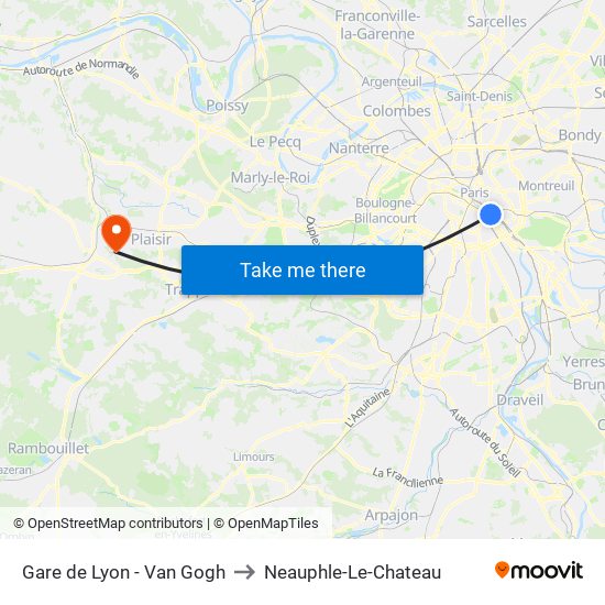 Gare de Lyon - Van Gogh to Neauphle-Le-Chateau map