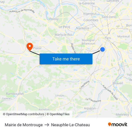 Mairie de Montrouge to Neauphle-Le-Chateau map