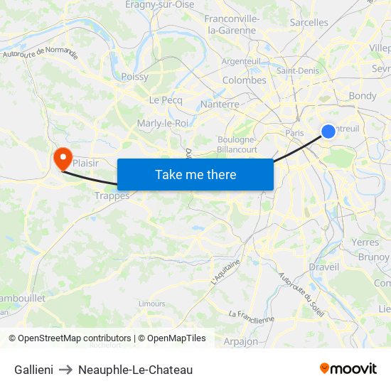 Gallieni to Neauphle-Le-Chateau map