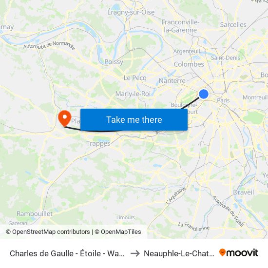 Charles de Gaulle - Étoile - Wagram to Neauphle-Le-Chateau map