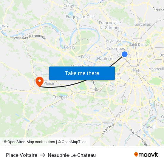 Place Voltaire to Neauphle-Le-Chateau map