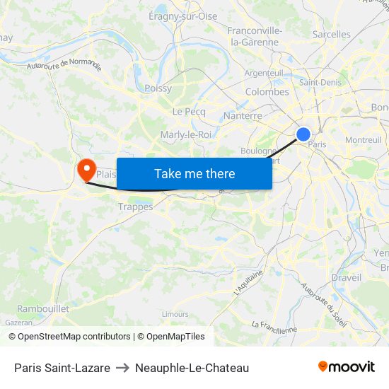 Paris Saint-Lazare to Neauphle-Le-Chateau map