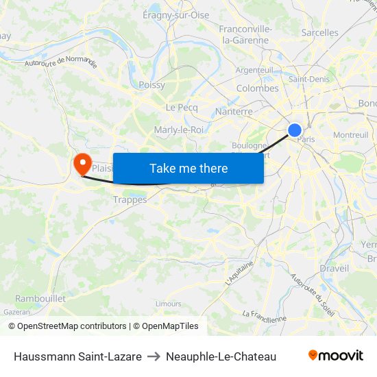 Haussmann Saint-Lazare to Neauphle-Le-Chateau map
