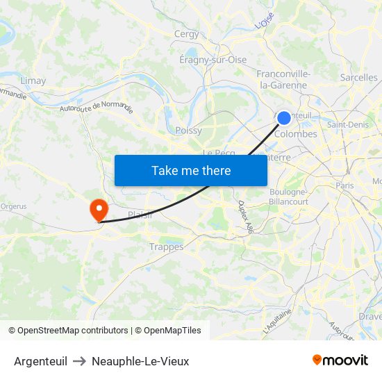 Argenteuil to Neauphle-Le-Vieux map
