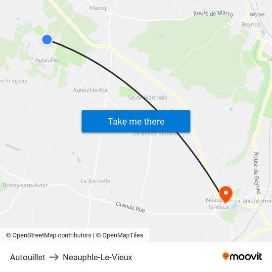 Autouillet to Neauphle-Le-Vieux map