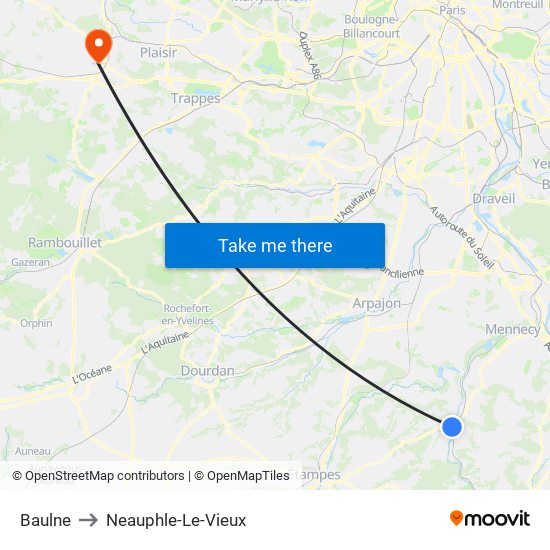 Baulne to Neauphle-Le-Vieux map